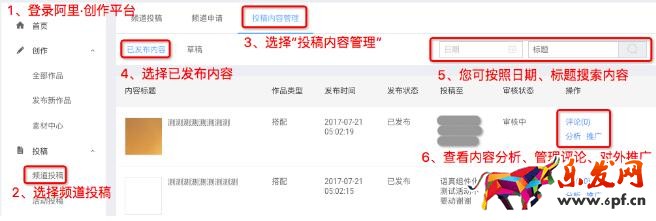 阿里創作平臺進行頻道投稿